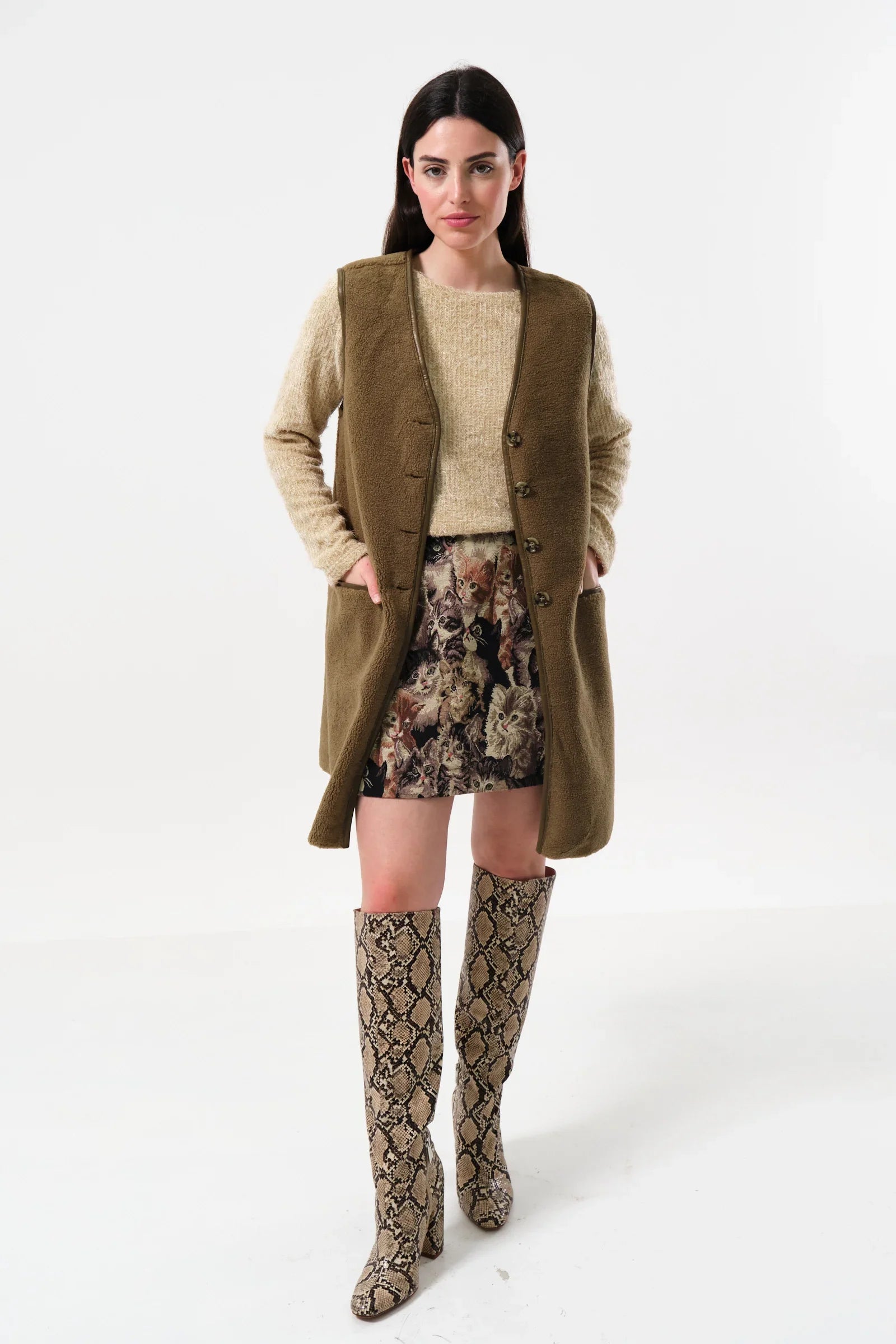 Cathel Borg Longline Waistcoat - Nutmeg Waistcoats 8 Nutmeg 8 / Nutmeg 10 / Nutmeg 12 / Nutmeg 14 / Nutmeg