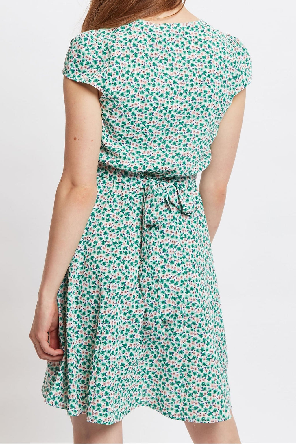Louche Cathleen Mint Blossom Print Mini Tea Dress Dresses 8 Green/Pink 8 / Green/Pink 10 / Green/Pink 12 / Green/Pink 14 / Green/Pink 16 / Green/Pink
