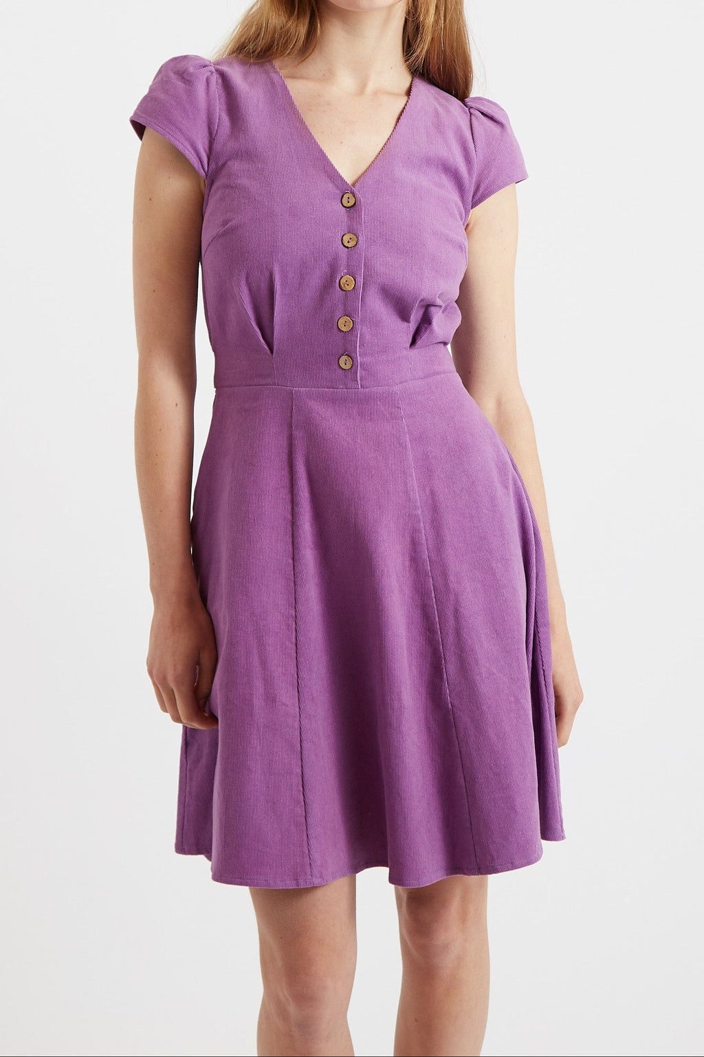 Louche Cathleen Lilac Mini Baby Cord Tea Dress Dresses 8 Lilac 8 / Lilac 10 / Lilac 12 / Lilac 14 / Lilac 16 / Lilac