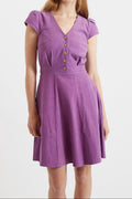 Louche Cathleen Lilac Mini Baby Cord Tea Dress Dresses 8 Lilac 8 / Lilac 10 / Lilac 12 / Lilac 14 / Lilac 16 / Lilac