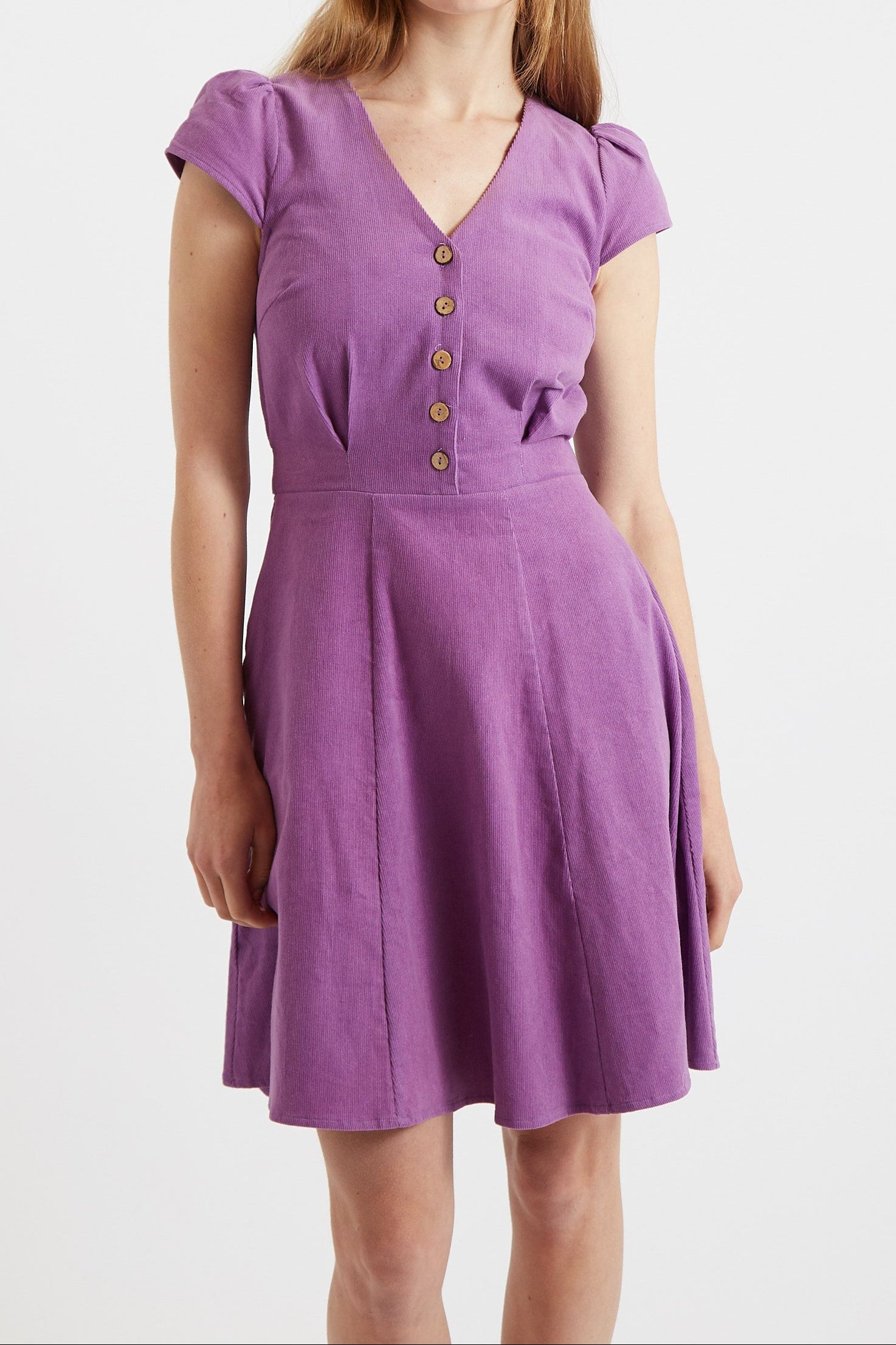 Louche Cathleen Lilac Mini Baby Cord Tea Dress Dresses 8 Lilac 8 / Lilac 10 / Lilac 12 / Lilac 14 / Lilac 16 / Lilac