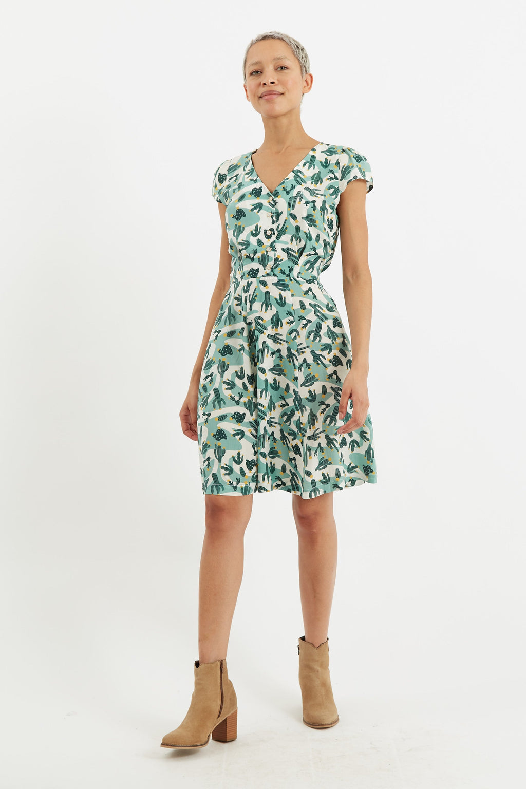 Cathleen Mini Arizona Tea Dress Dresses 8 Green/White 8 / Green/White 10 / Green/White 12 / Green/White 14 / Green/White 16 / Green/White