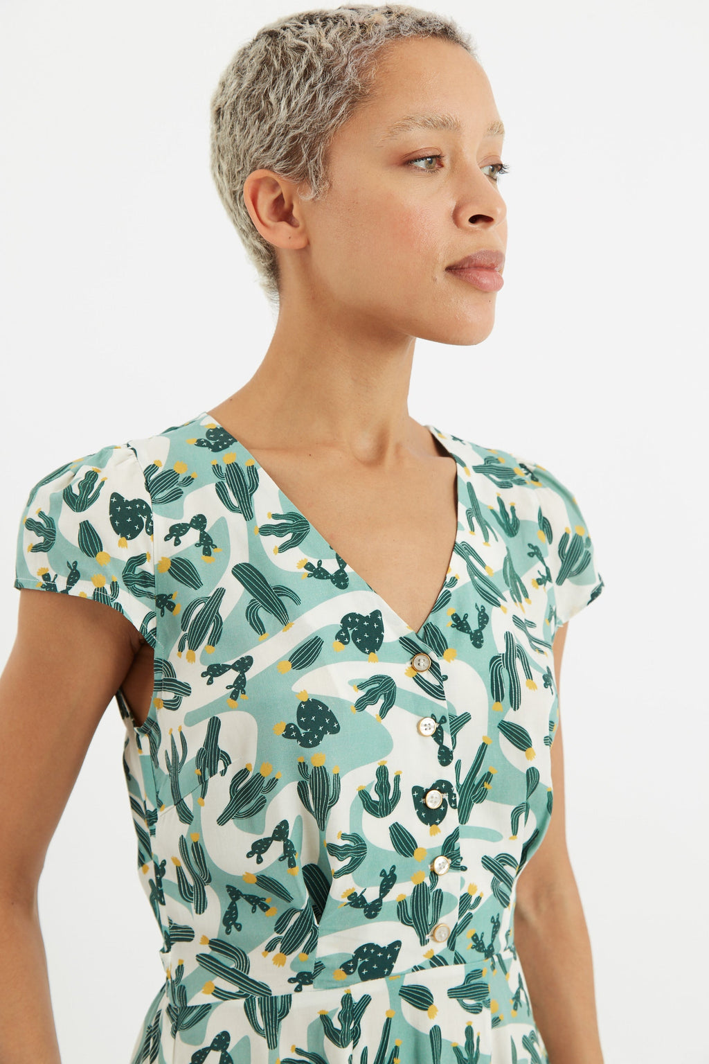 Cathleen Mini Arizona Tea Dress Dresses 8 Green/White 8 / Green/White 10 / Green/White 12 / Green/White 14 / Green/White 16 / Green/White