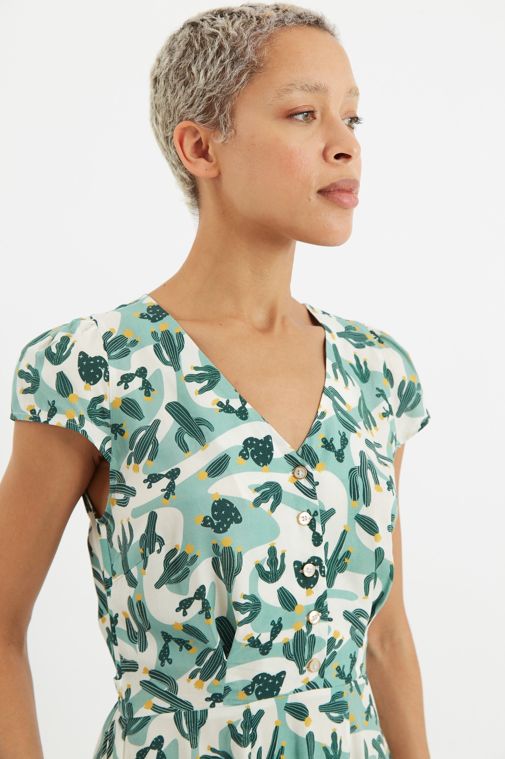 Cathleen Mini Arizona Tea Dress Dresses 8 Green/White 8 / Green/White 10 / Green/White 12 / Green/White 14 / Green/White 16 / Green/White