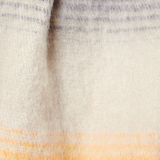 Louche Ciara Cosy Fluffy Striped Tassel Scarf - Beige scarves Beige Beige