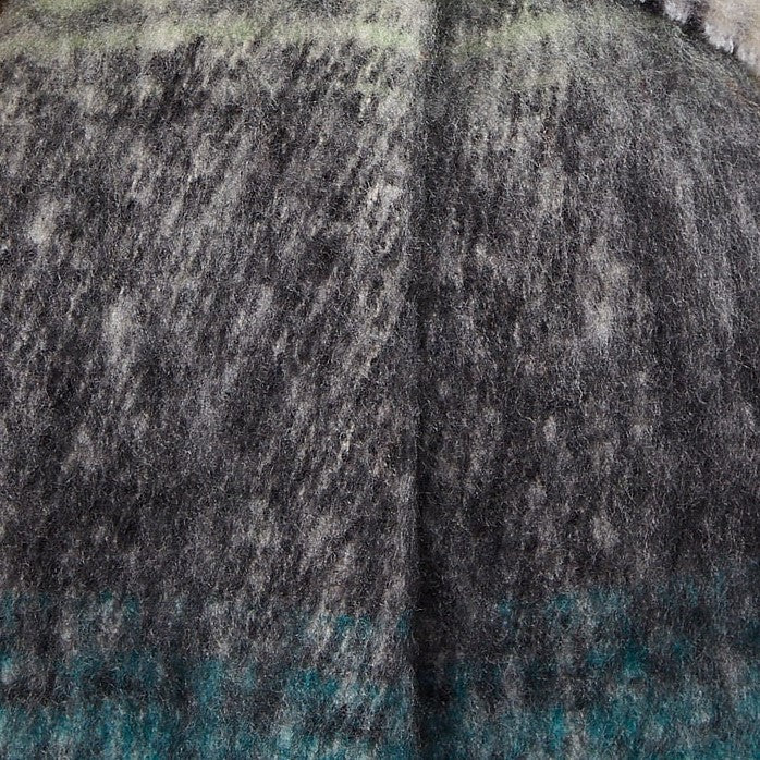Louche Ciara Cosy Fluffy Striped Tassel Scarf - Navy scarves Navy/Off White/Turquoise Navy/Off White/Turquoise