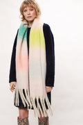 Louche Ciara Cosy Fluffy Striped Tassel Scarf - Pink scarves Pink Pink