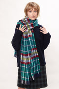 Louche Clodagh Warm Handle Checked Scarf With Fringed Edge - Green scarves Green Green