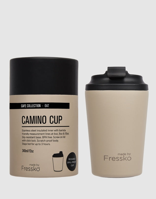 Fressko Reusable Cup/Travel Mug - Oat Bino 227ml/8oz Bino 227ml/8oz Camino 340ml/12oz Grande 475ml/16oz