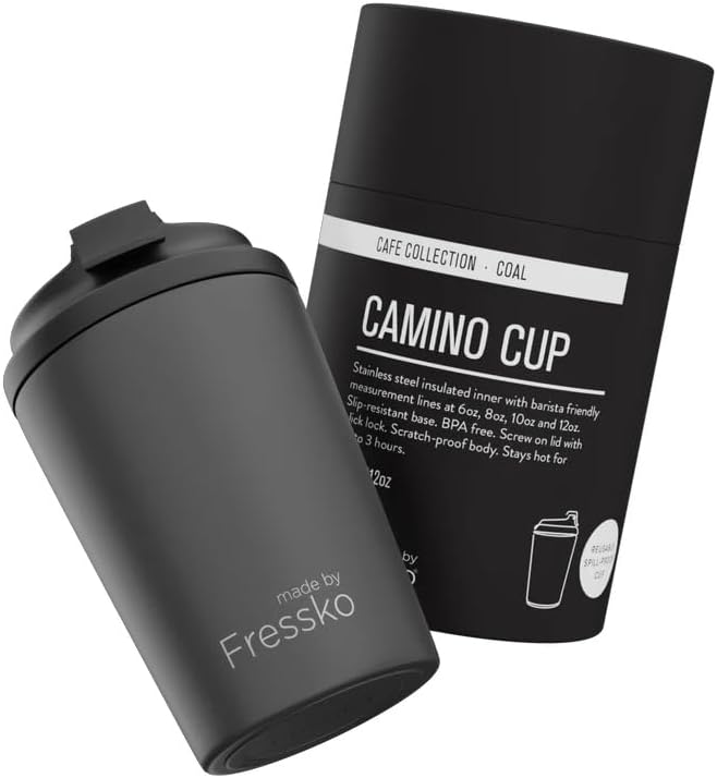 Fressko Reusable Cup/Travel Mug - Coal Bino 227ml/8oz Bino 227ml/8oz Camino 340ml/12oz Grande 475ml/16oz
