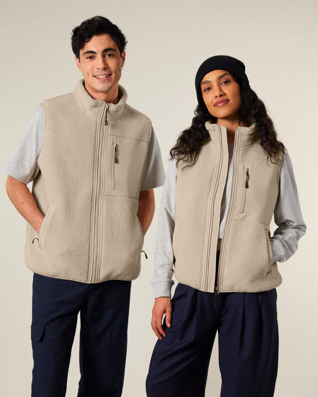 Recycled Sherpa Fleece Bodywarmer: Unisex XXS Black XXS / Black XXS / Desert Dust XS / Black XS / Desert Dust S / Black S / Desert Dust M / Black M / Desert Dust L / Black L / Desert Dust XL / Black XL / Desert Dust 2XL / Black 2XL / Desert Dust 3XL / Black 3XL / Desert Dust