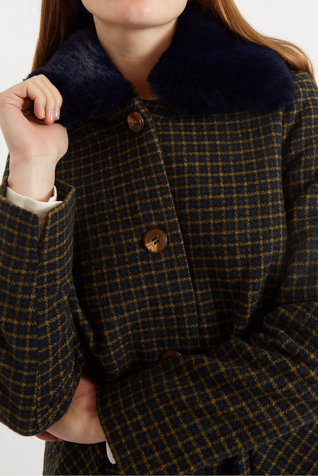 Dryden Warwick Check Coat Coats 8 Navy 8 / Navy 10 / Navy 12 / Navy 14 / Navy 16 / Navy