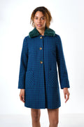 Dryden Wyoming Check Faux Fur Collar Coat - Blue Coats 8 8 10 12 14 16