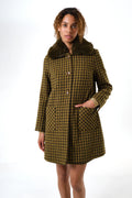 Dryden Wyoming Check Faux Fur Collar Coat - Mustard Coats 8 8 10 12 14 16