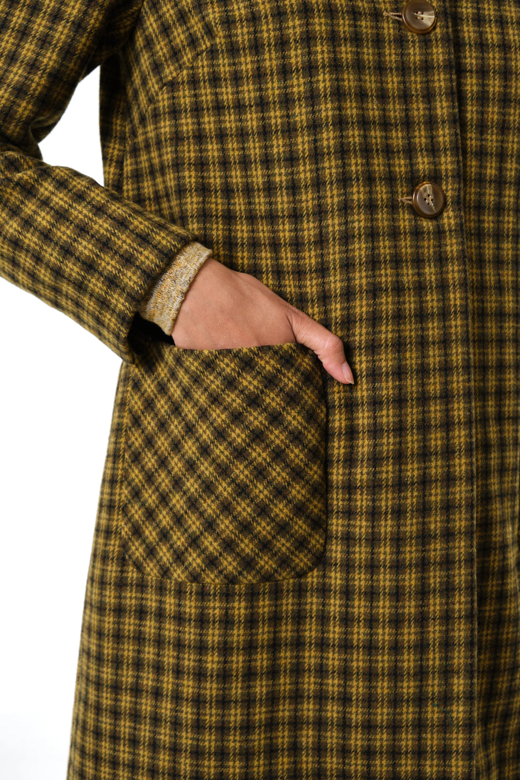 Dryden Wyoming Check Faux Fur Collar Coat - Mustard Coats 8 8 10 12 14 16