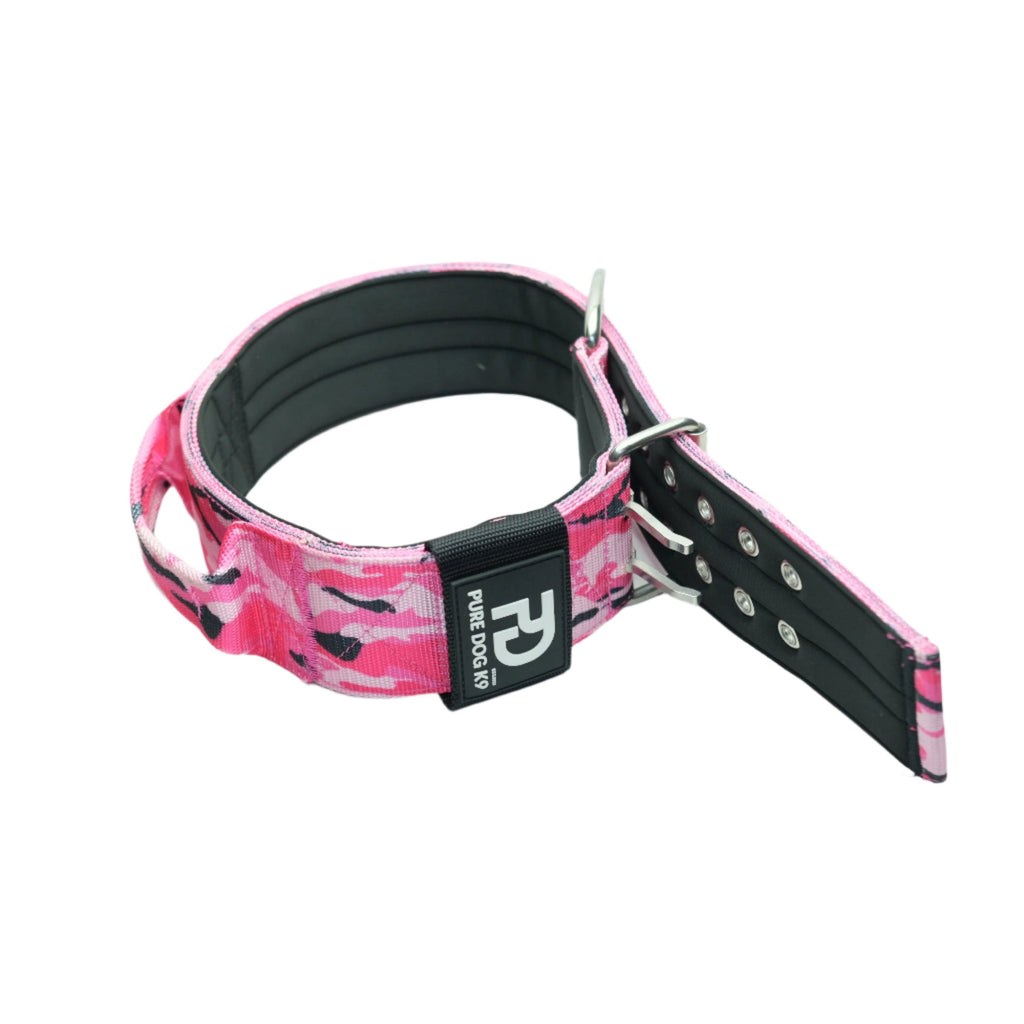 7cm Sport Collar Pink Camo Dog Collar Medium Medium Large
