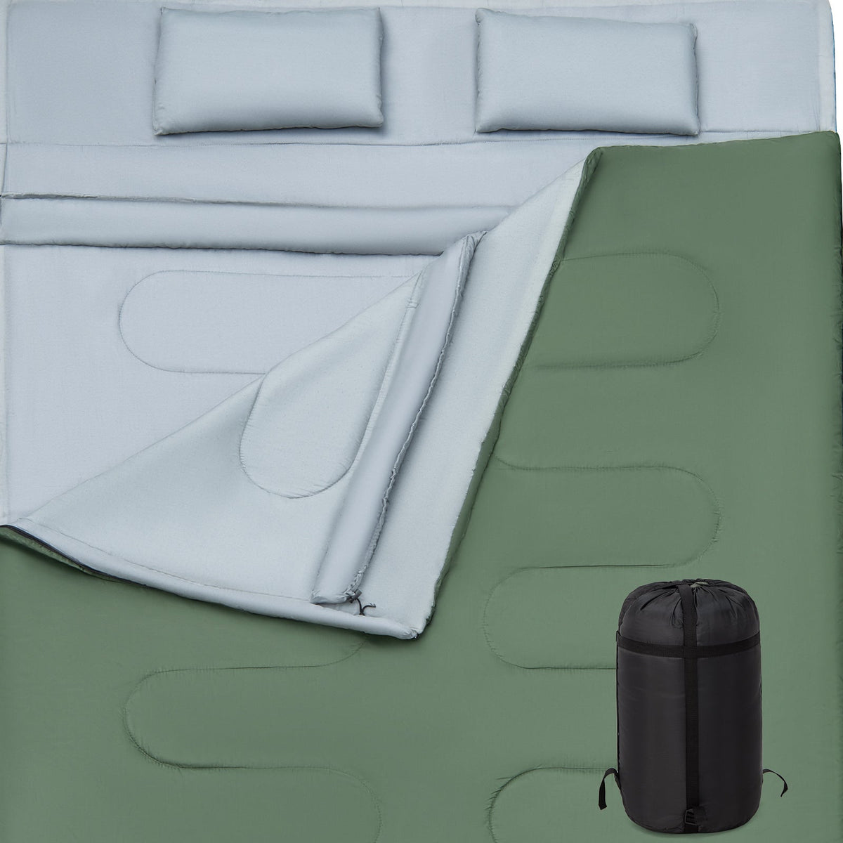 Double Sleeping Bag Extra Large Waterproof with Carrying Bag-Black Outdoor > Camping > Sleeping Bags Black Black Blue Green
