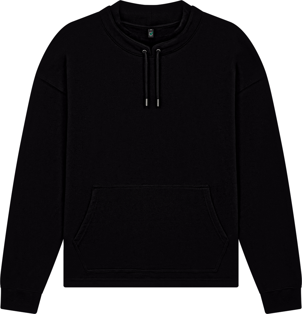 Organic Mock Neck Sweatshirt: Unisex S Black S / Black M / Black L / Black XL / Black 2XL / Black S / Sueded Black M / Sueded Black L / Sueded Black XL / Sueded Black 2XL / Sueded Black