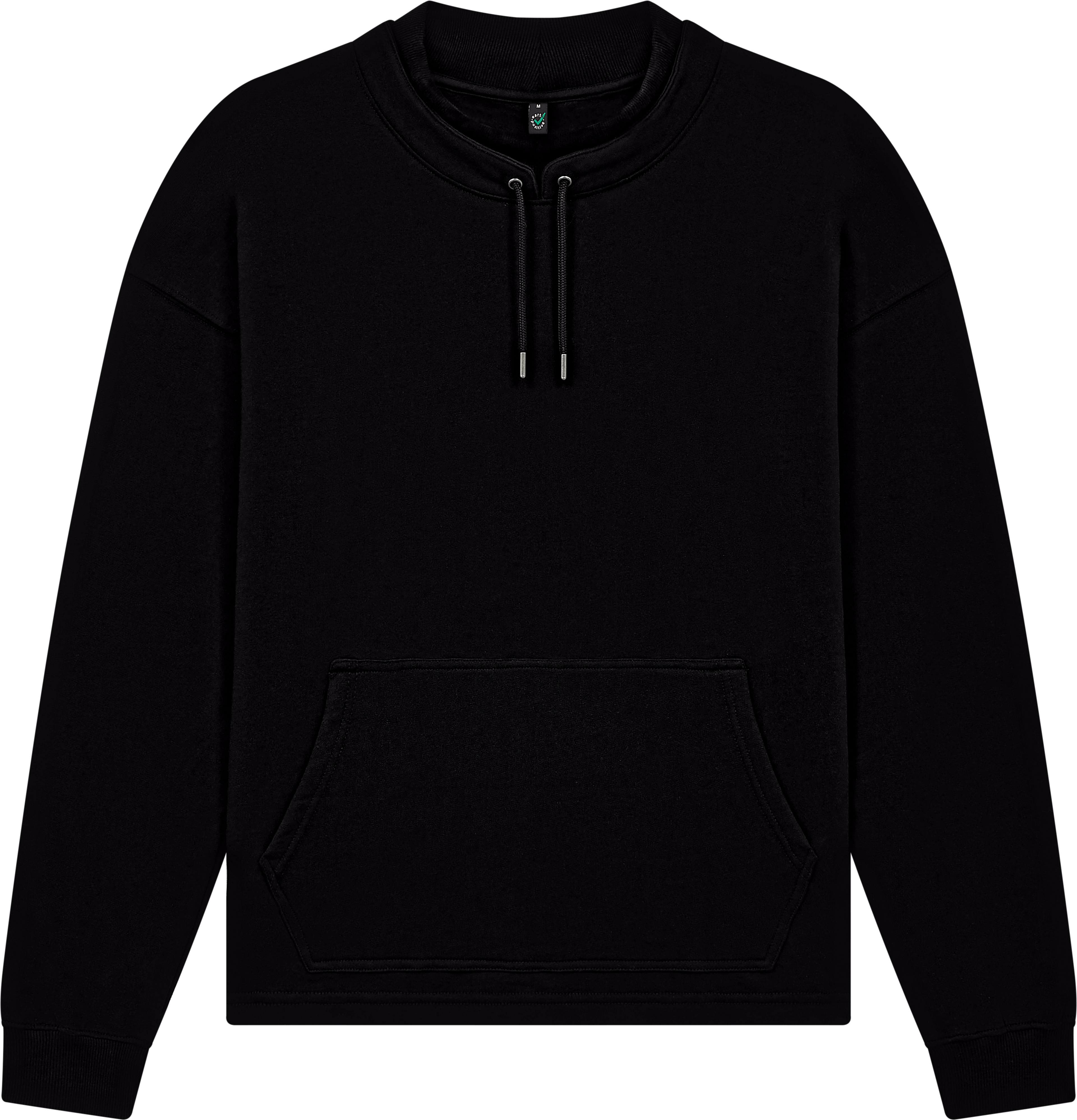 Organic Mock Neck Sweatshirt: Unisex S Black S / Black M / Black L / Black XL / Black 2XL / Black S / Sueded Black M / Sueded Black L / Sueded Black XL / Sueded Black 2XL / Sueded Black