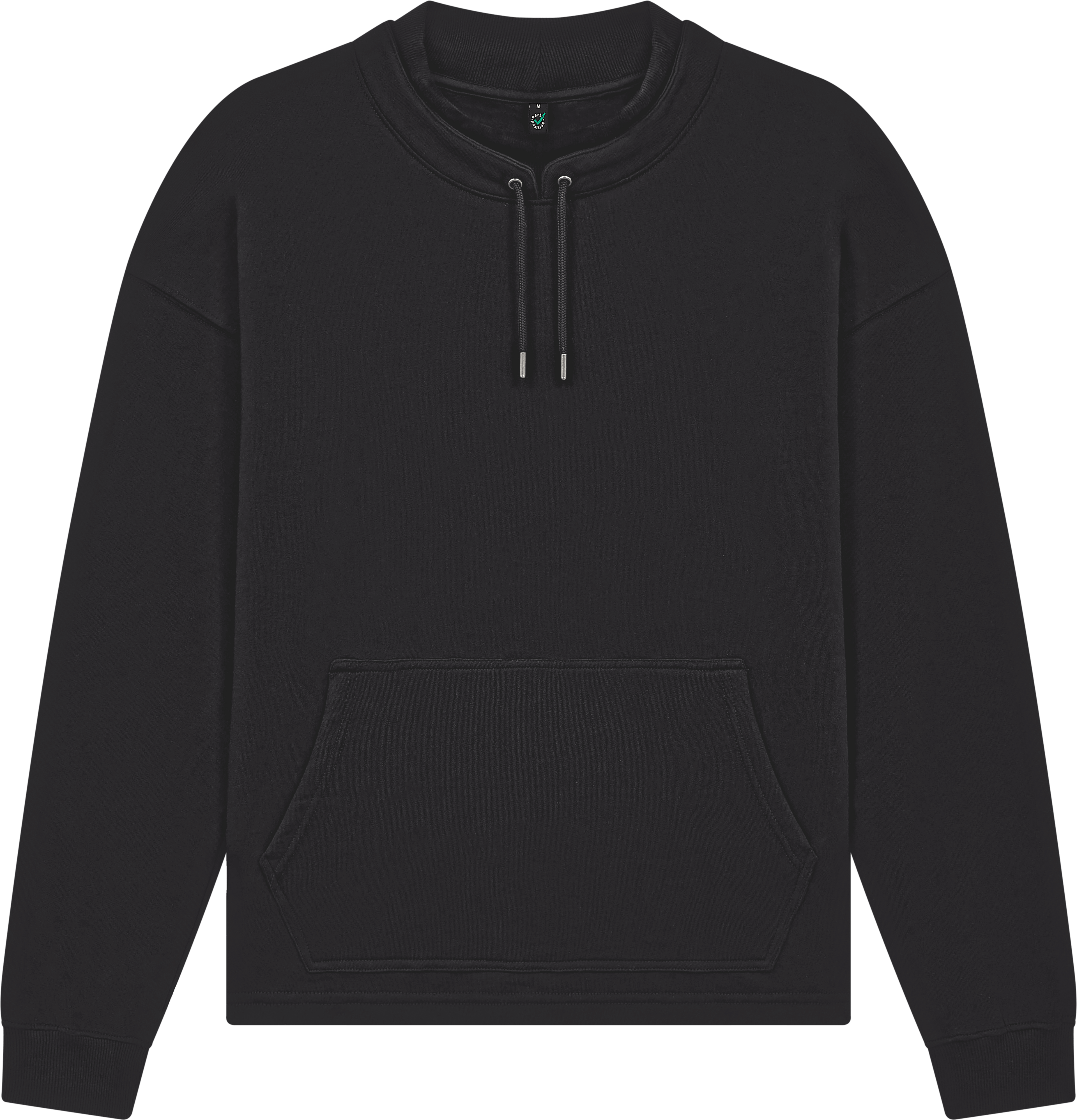 Organic Mock Neck Sweatshirt: Unisex S Black S / Black M / Black L / Black XL / Black 2XL / Black S / Sueded Black M / Sueded Black L / Sueded Black XL / Sueded Black 2XL / Sueded Black