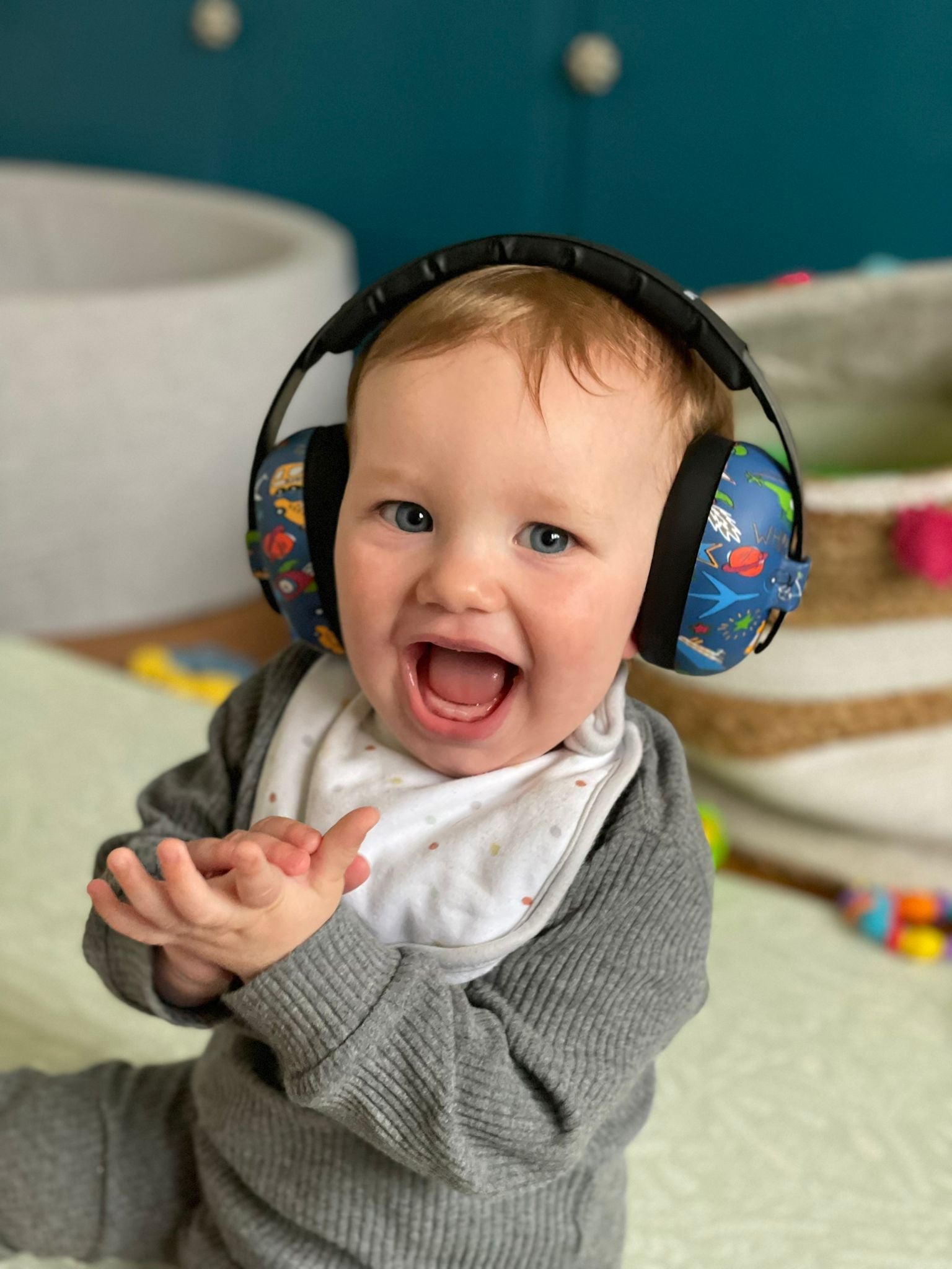 Baby Hearing Protection Ear Muffs Hearing Protection Sky Blue Sky Blue Petal Pink Leaf Green Magenta Lagoon Blue Graffiti Kaleidoscope Peace Transport Butterfly Maroon Dark Green Navy Blue Grey Waratah