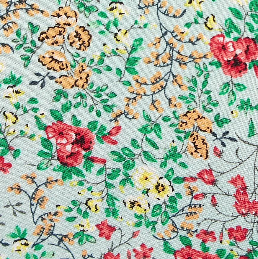 Louche Merle Flower Show Print V Neck Short Sleeve Tea Dress Green Dresses 8 Green 8 / Green 10 / Green 12 / Green 14 / Green 16 / Green
