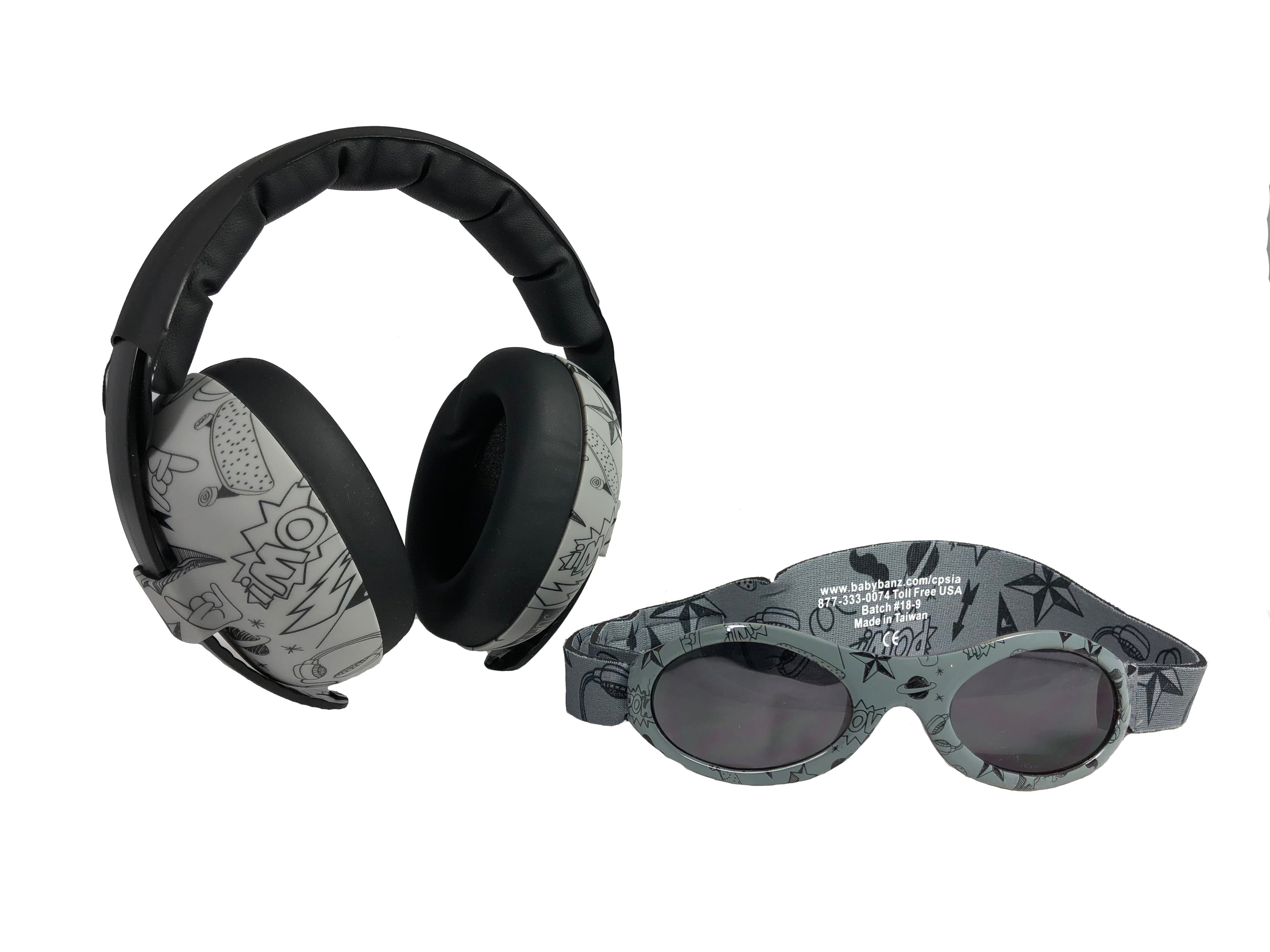 Baby Earmuffs & Sunglasses Combo Hearing Protection Graffiti Graffiti Kaleidoscope Peace Waratah