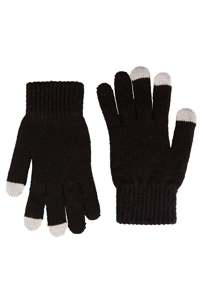 Louche Touch screen Knitted Glove - Black gloves Black Black
