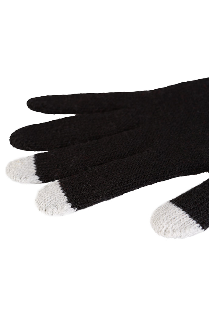 Louche Touch screen Knitted Glove - Black gloves Black Black