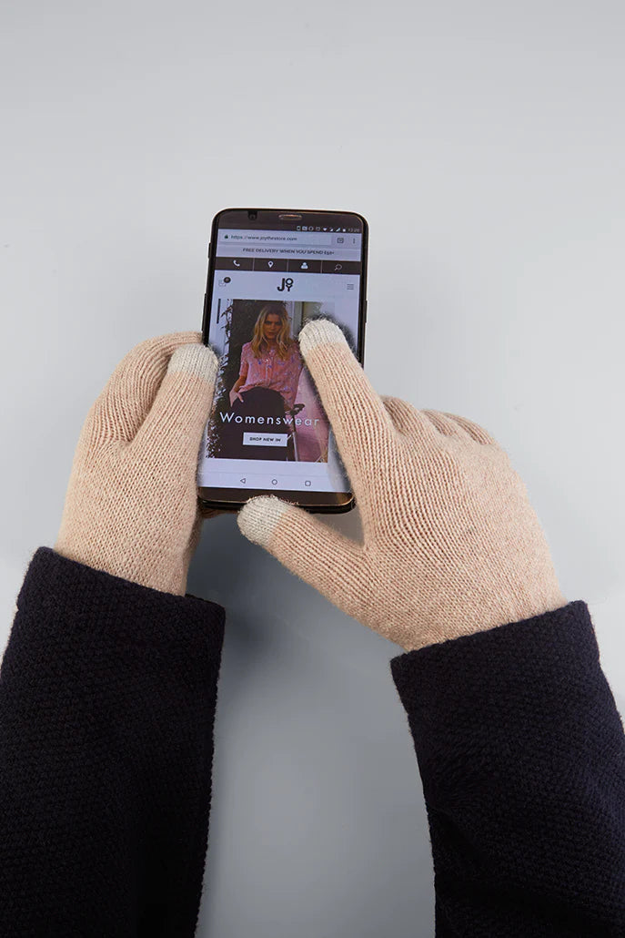 Hahn Cream Touch Screen Knitted Gloves Gloves Default Title Default Title