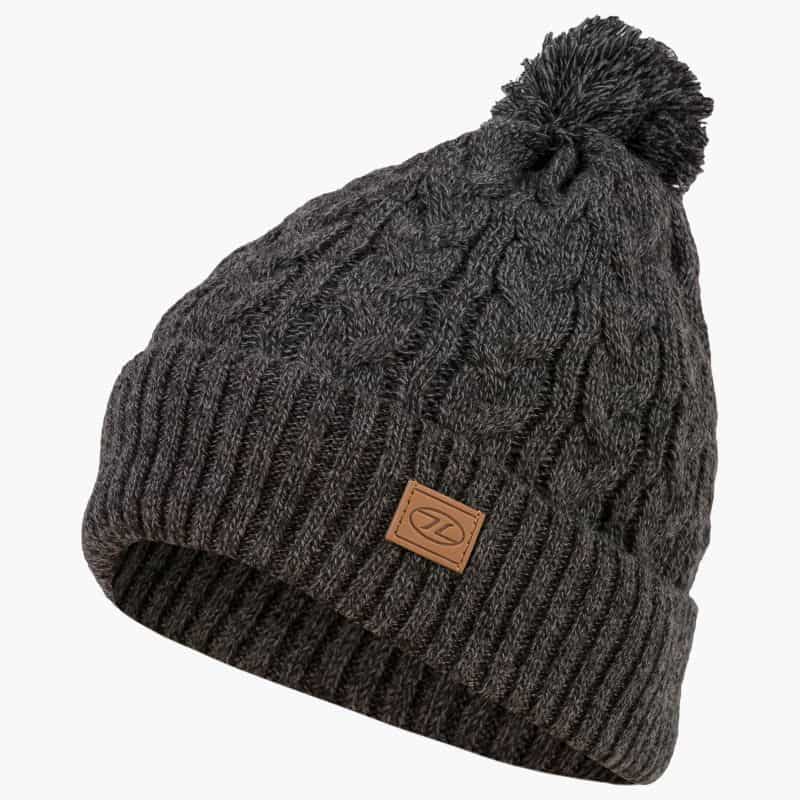 Highlander Beira Lined Bobble Hat (Various Colours) Charcoal marl Charcoal marl Ocean Blue Dark Red Black