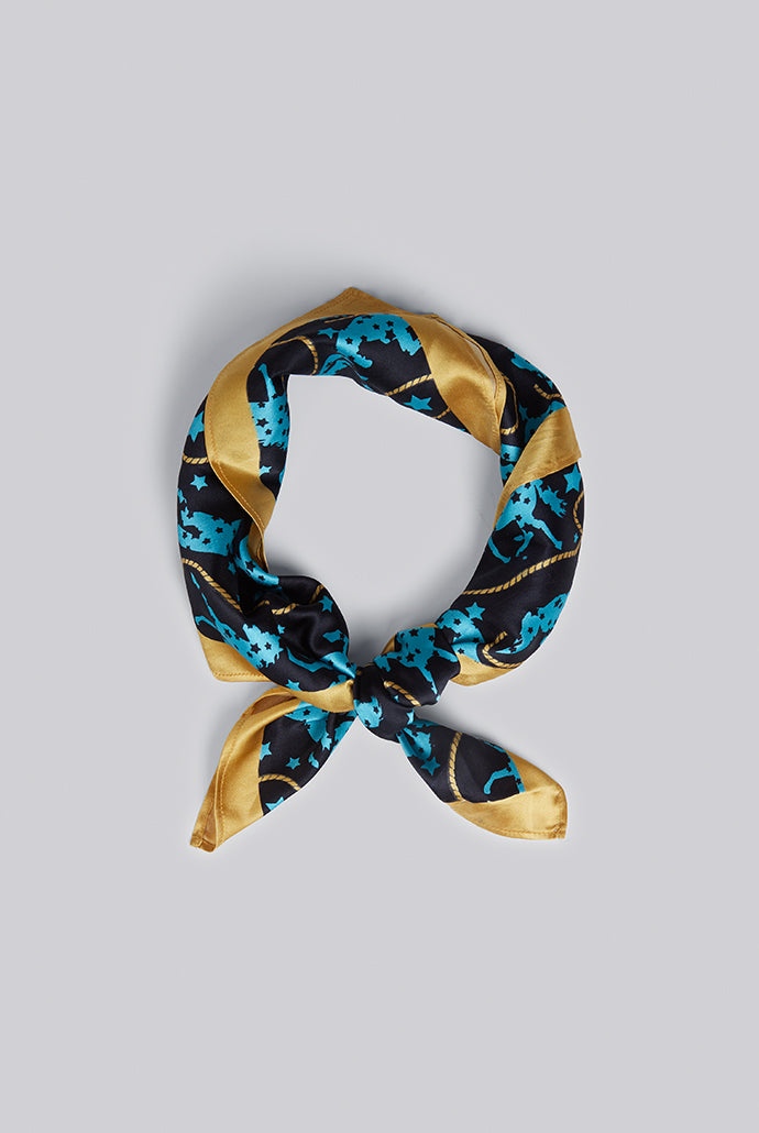 Louche Horse Scarf - Navy scarves One Size One Size