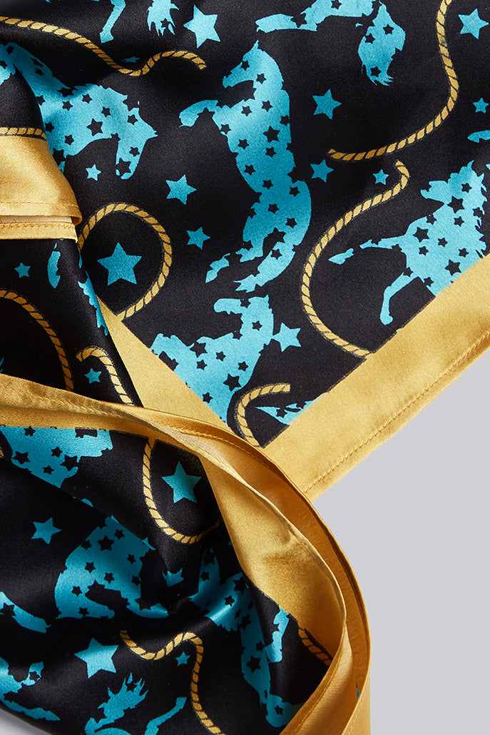 Louche Horse Scarf - Navy scarves One Size One Size