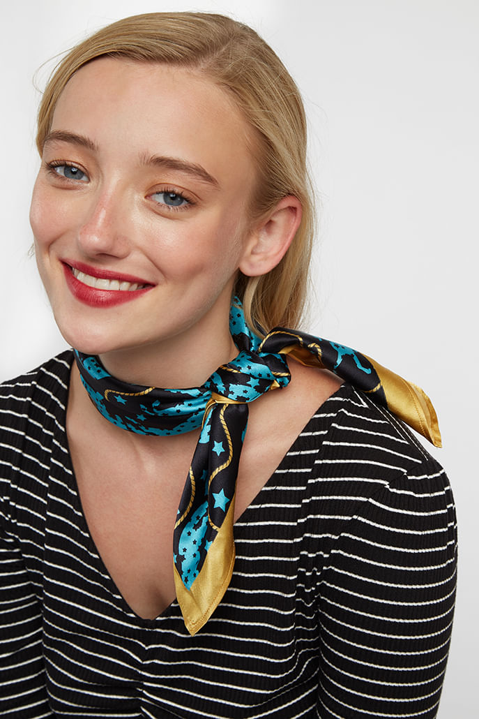 Louche Horse Scarf - Navy scarves One Size One Size