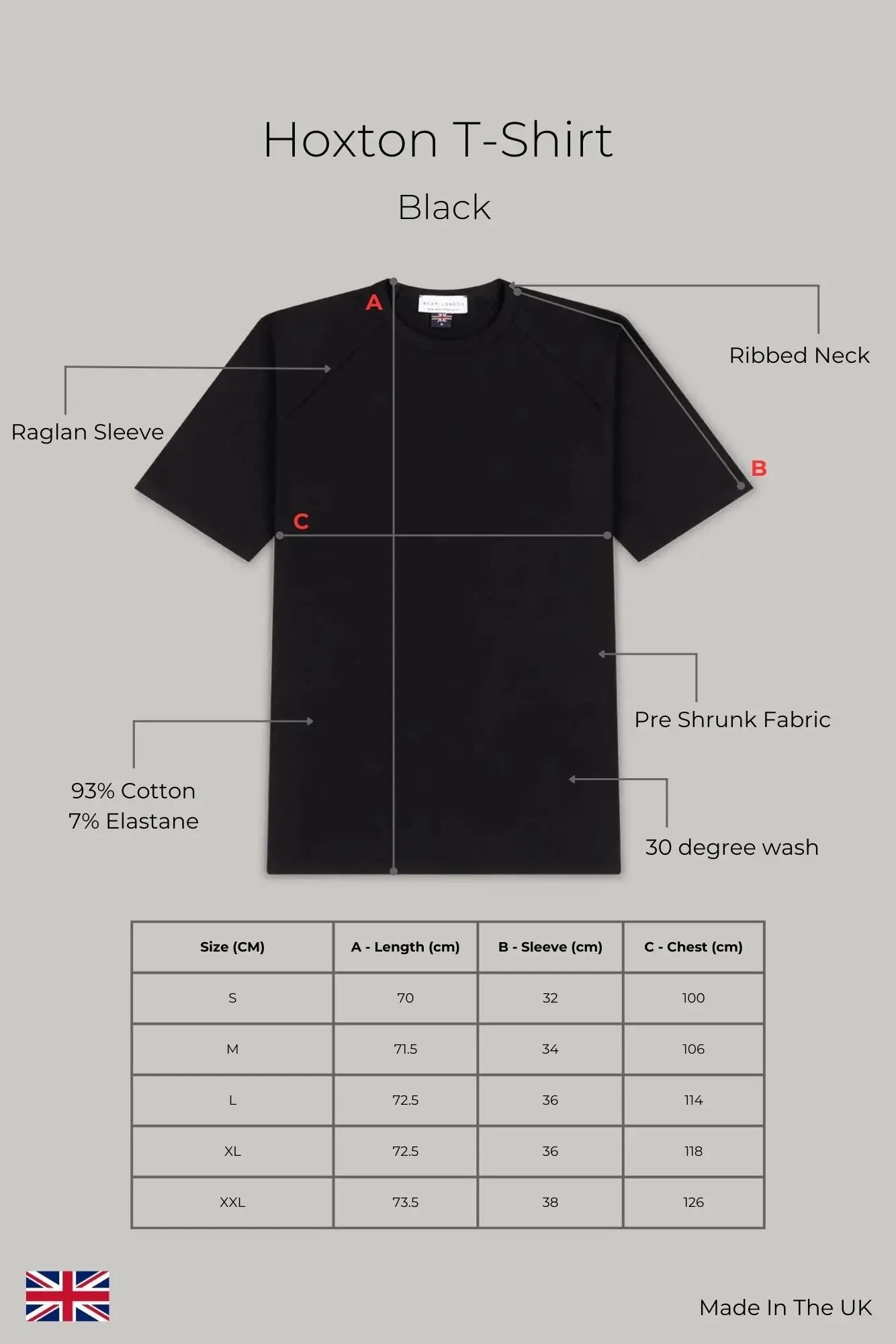 Hoxton Raglan Sleeve Fitted T-shirt - Black Jersey tops S S M L XL XXL