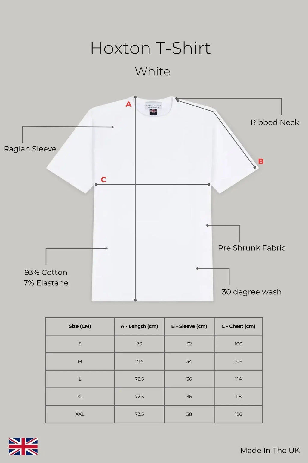 Hoxton Raglan Sleeve Fitted T-shirt - White Jersey tops S S M L XL XXL