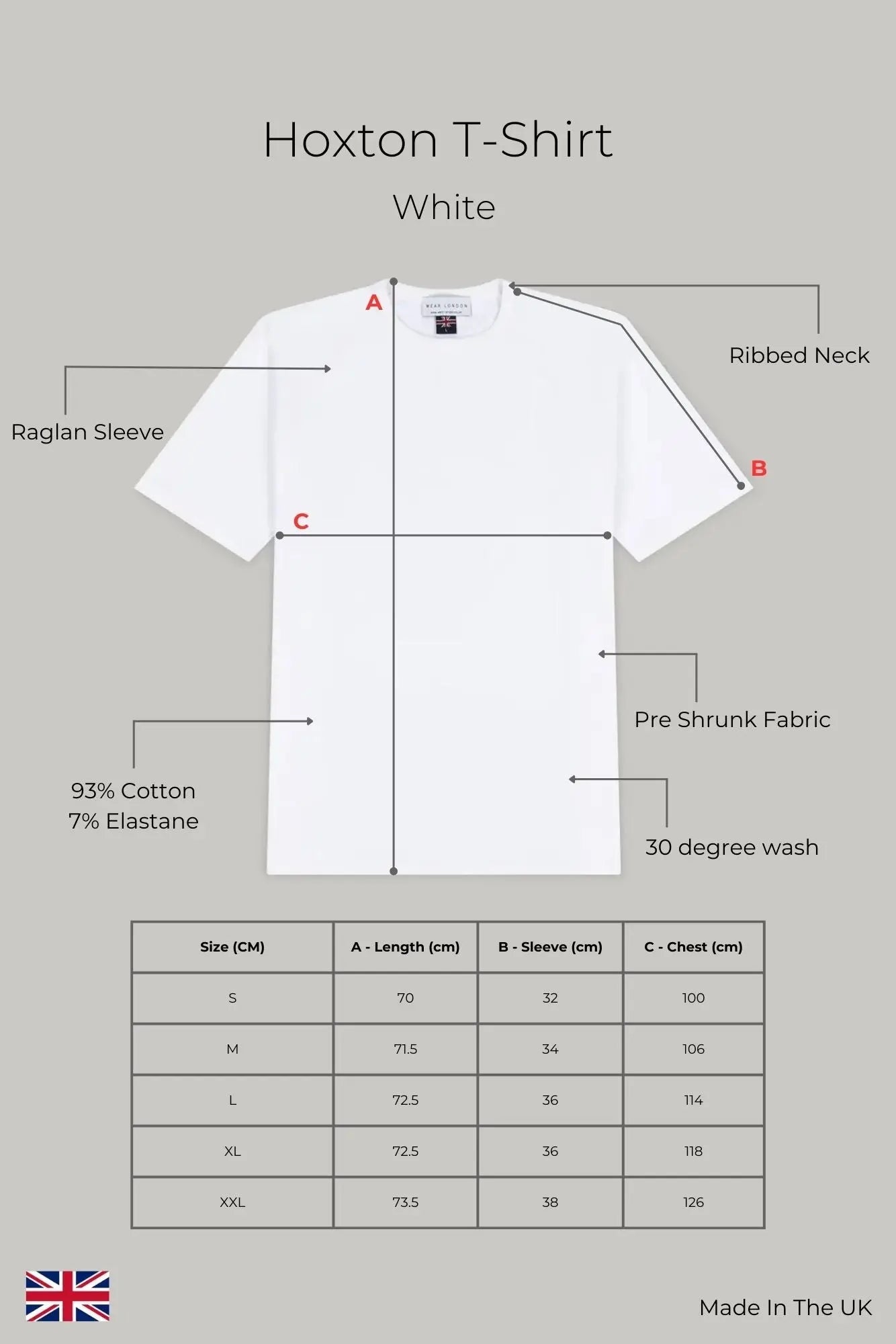 Hoxton Raglan Sleeve Fitted T-shirt - White Jersey tops S S M L XL XXL