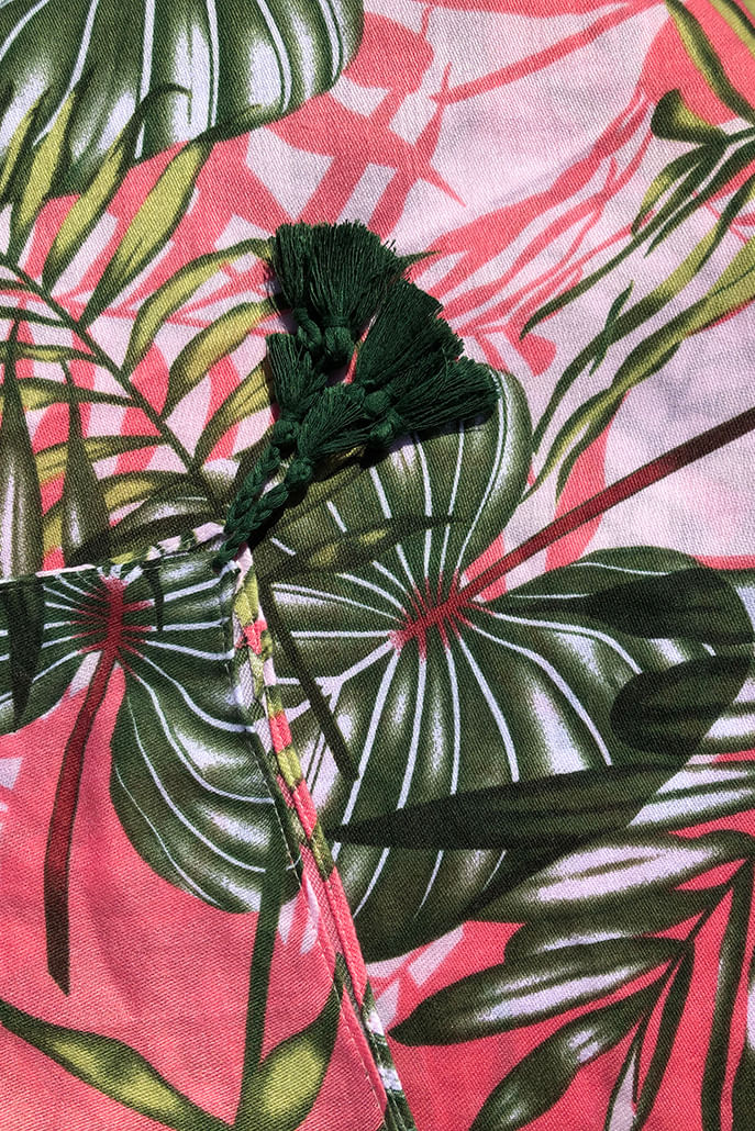 Louche Barkley Banana Leaf Print Scarf scarves One Size Green/Pink One Size / Green/Pink