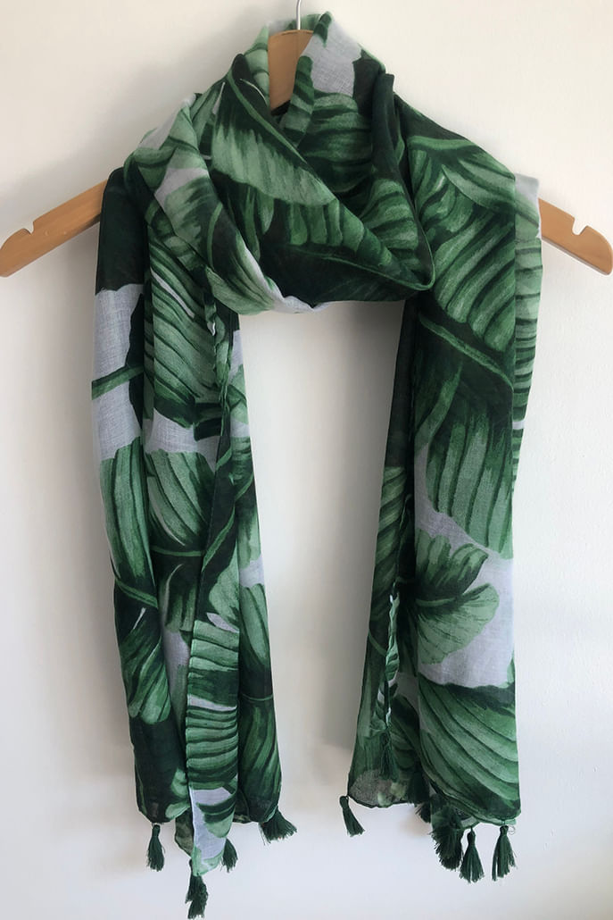 Louche Hec Green Banana Print Scarf scarves One Size Green/White One Size / Green/White