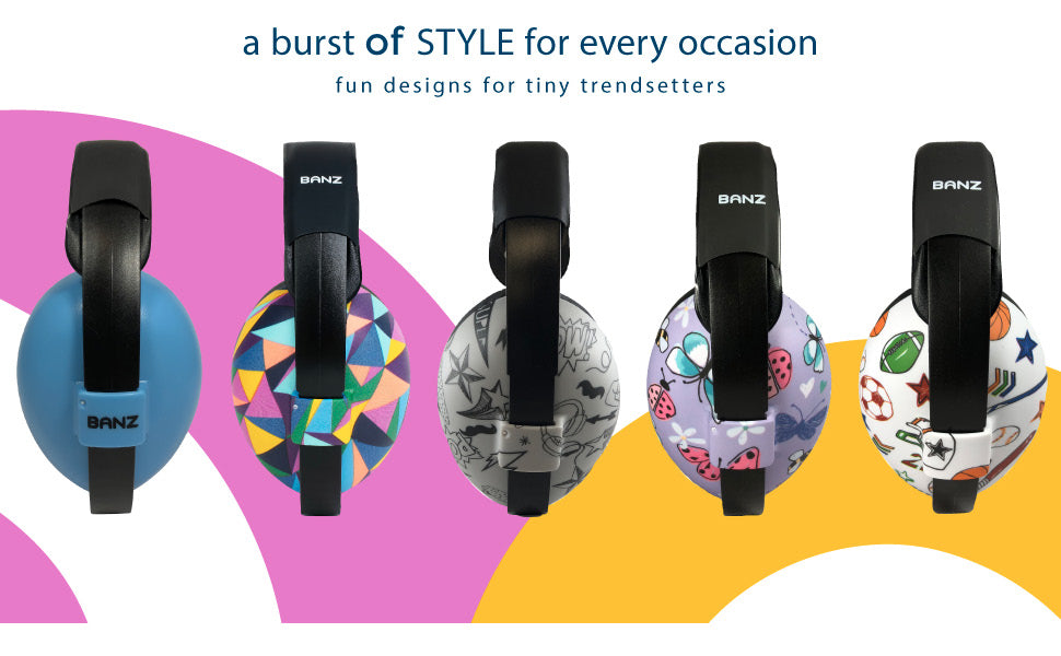 Baby Hearing Protection Ear Muffs Hearing Protection Sky Blue Sky Blue Petal Pink Leaf Green Magenta Lagoon Blue Graffiti Kaleidoscope Peace Transport Butterfly Maroon Dark Green Navy Blue Grey Waratah