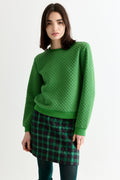 Jan Scallop Quilt Sweatshirt - Green Sweatshirts 8 8 10 12 14 16