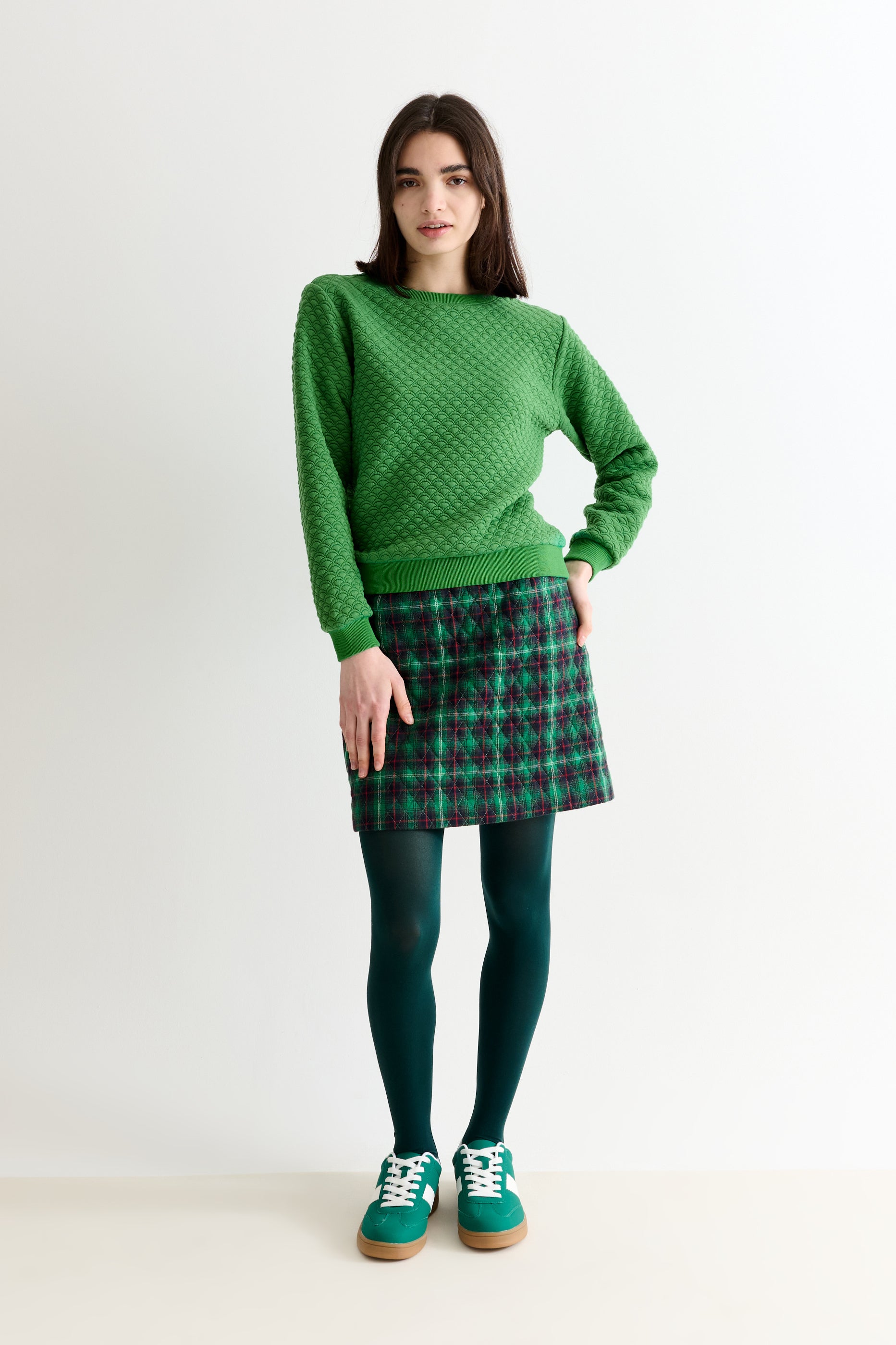 Jan Scallop Quilt Sweatshirt - Green Sweatshirts 8 8 10 12 14 16