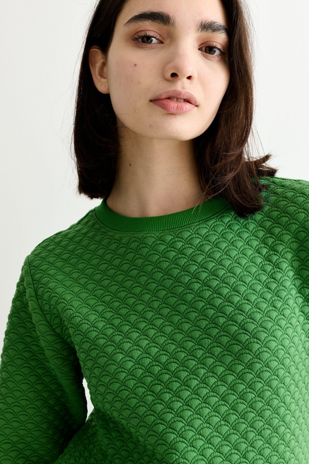 Jan Scallop Quilt Sweatshirt - Green Sweatshirts 8 8 10 12 14 16