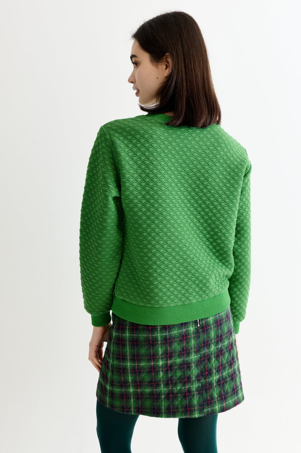 Jan Scallop Quilt Sweatshirt - Green Sweatshirts 8 8 10 12 14 16