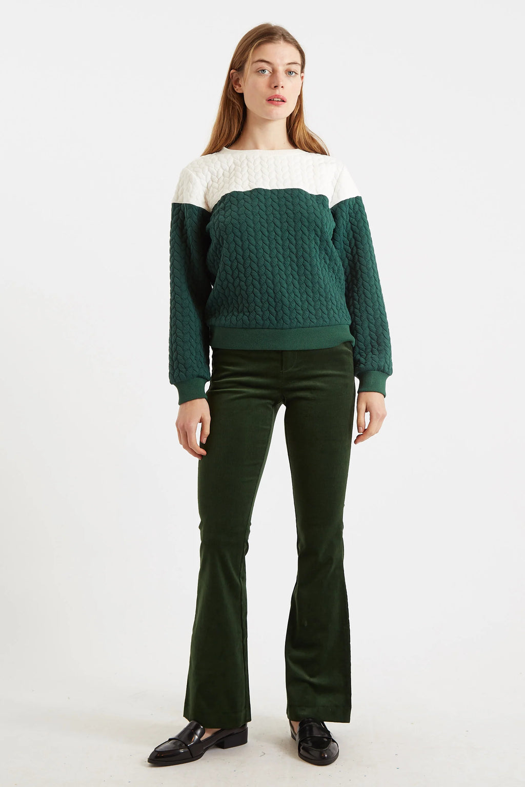 Jan 2 Colour Sweatshirt - Green and White Sweatshirts 8 Green/White 8 / Green/White 10 / Green/White 12 / Green/White 14 / Green/White 16 / Green/White