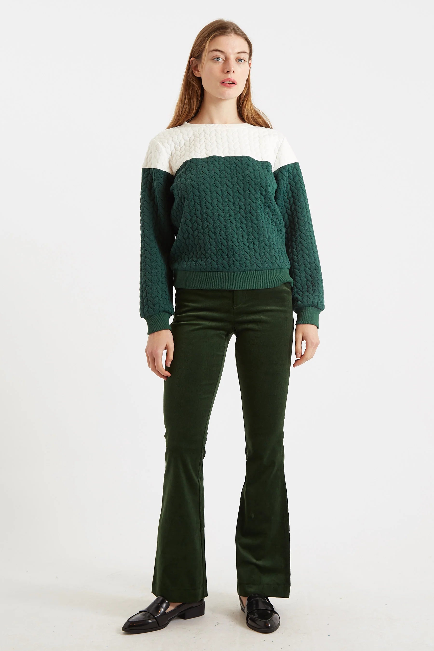 Jan 2 Colour Sweatshirt - Green and White Sweatshirts 8 Green/White 8 / Green/White 10 / Green/White 12 / Green/White 14 / Green/White 16 / Green/White