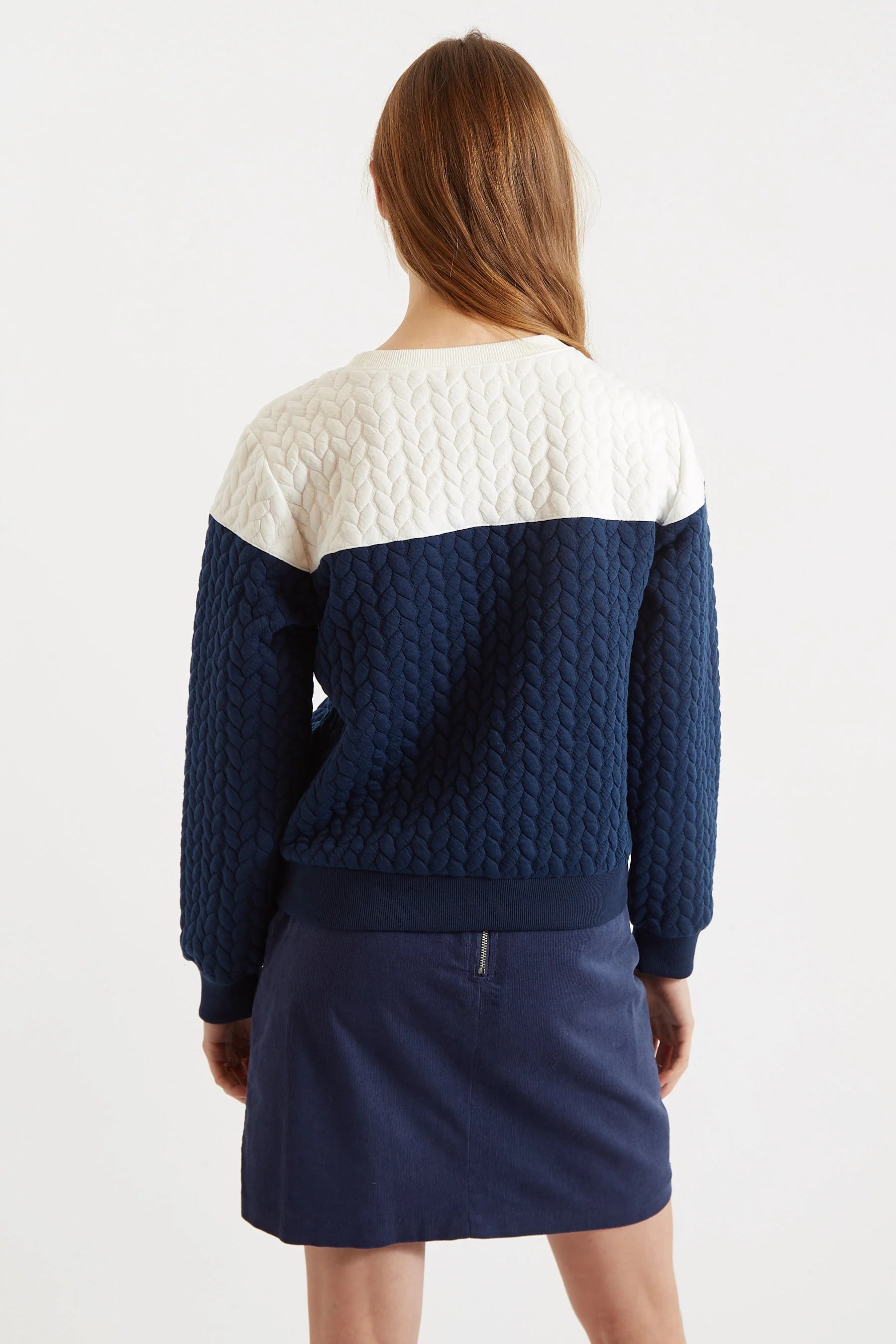 Jan 2 Colour Sweatshirt - Navy and White Sweatshirts 8 Navy/White 8 / Navy/White 10 / Navy/White 12 / Navy/White 14 / Navy/White 16 / Navy/White