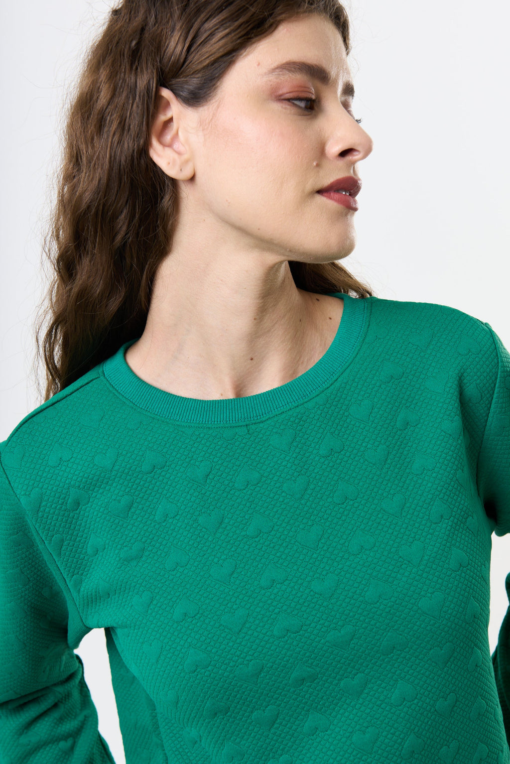 Jan Heartfelt Quilted Sweatshirt - Green Sweatshirts 8 8 10 12 14 16