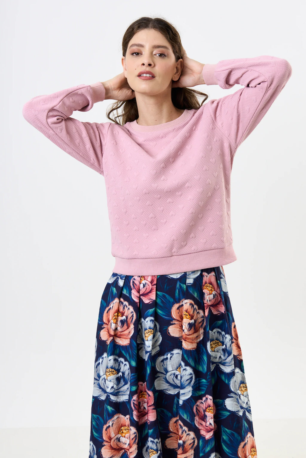 Jan Heartfelt Quilted Sweatshirt - Pale Pink Sweatshirts 8 8 10 12 14 16