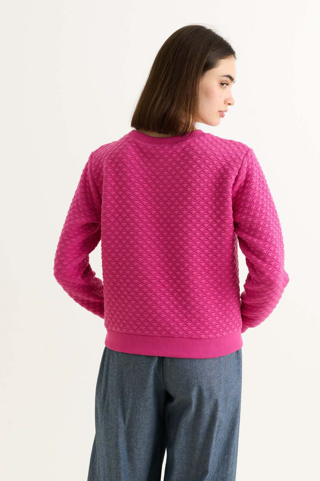 Jan Scallop Quilt Sweatshirt - Pink Tops 8 8 10 12 14 16